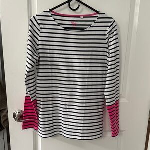 Boden Black and Pink Striped Long Sleeve Tee